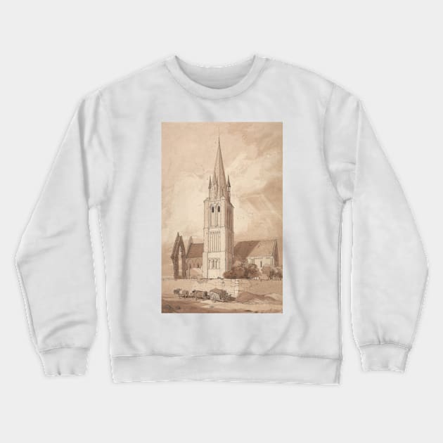 Douvres Church, Normandy by John Sell Cotman Crewneck Sweatshirt by Classic Art Stall